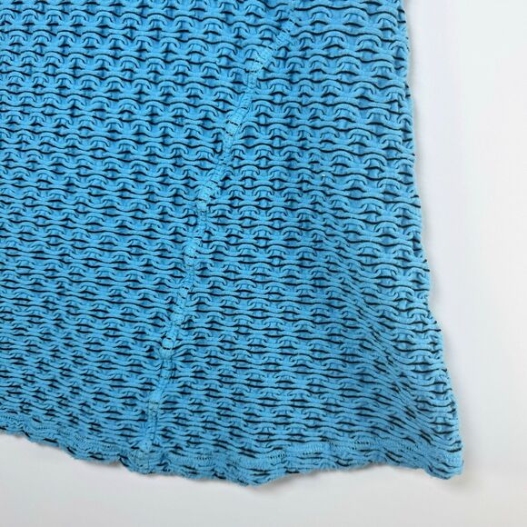 Color Me Cotton Top Women Medium Blue Textured Knit Tank Made in USA Art to Wear - Picture 3 of 9